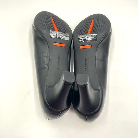 9W 9 WIDE WIDTH Rockport Total Motion Leah Black Nappa Leather Heels Pumps Shoes - Picture 9 of 16